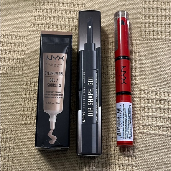 NYX Eyebrow Gel and Lipstick trio - Black and Red - Picture 1 of 6